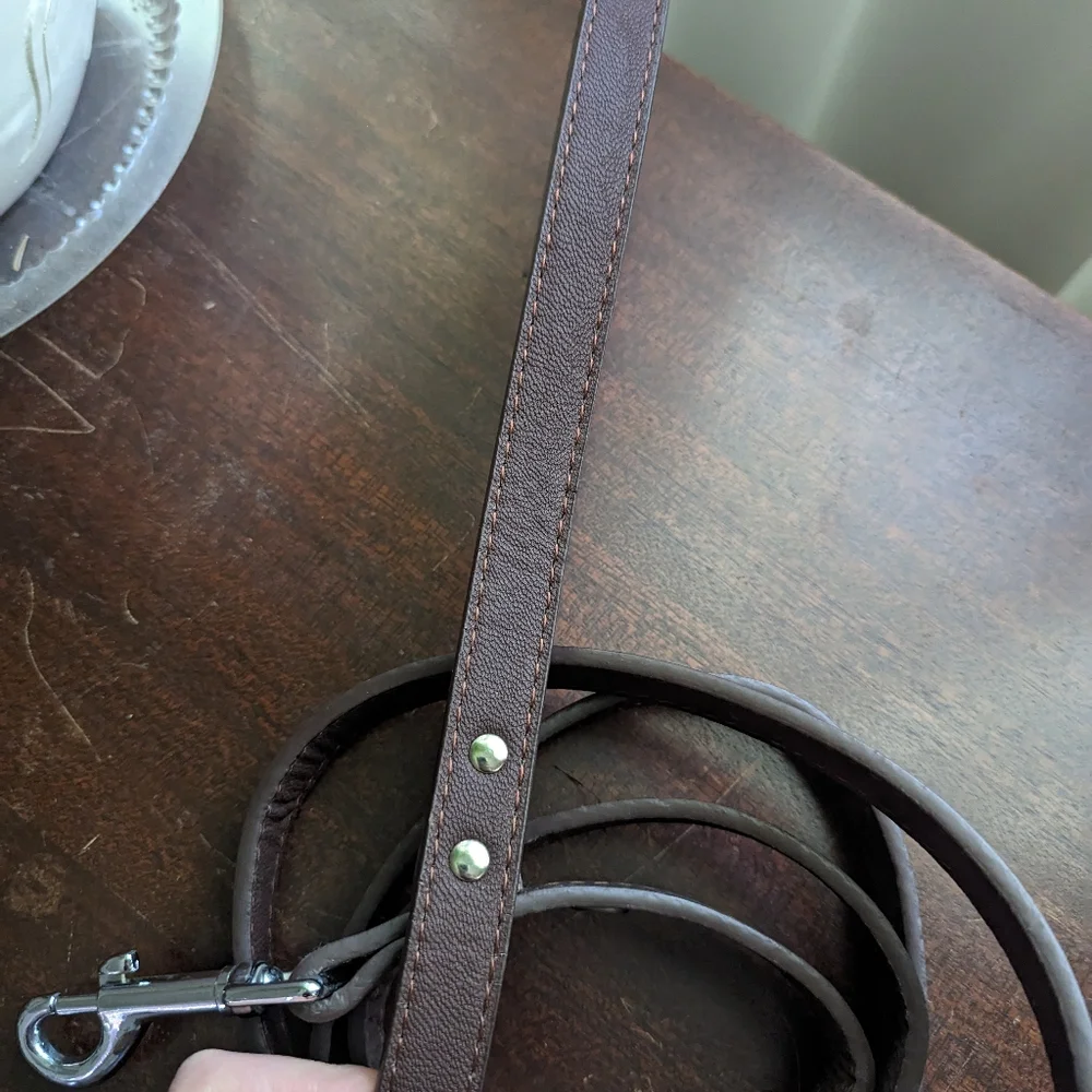 Brown leather dog leash